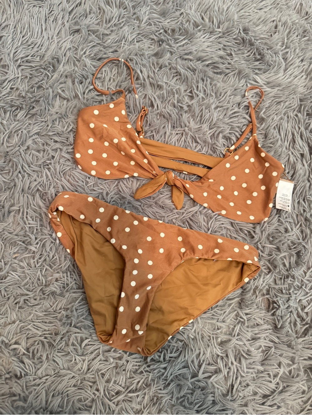 l*space Rust Polka Dot Tie-Front Bikini